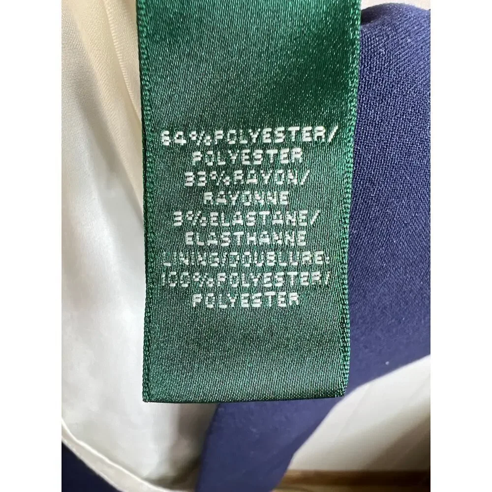 Lauren Ralph Lauren Navy‎ and White Wide Strip Pleated Tank Dress Size 8 - Picture 7 of 8